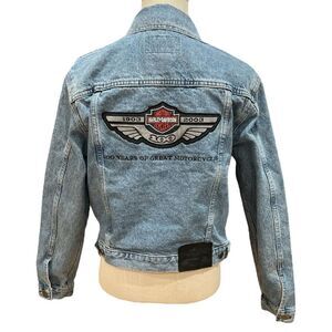 Vintage Harley Davidson Light Wash 100 Years Denim Jacket M